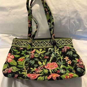 Vera Bradley Black and Green Floral Tote